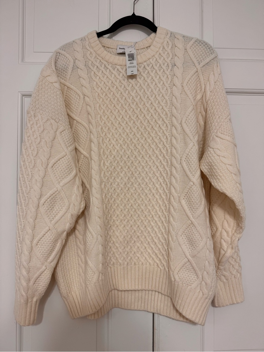 Aritzia Cream Cable Knit Crewneck Sweater